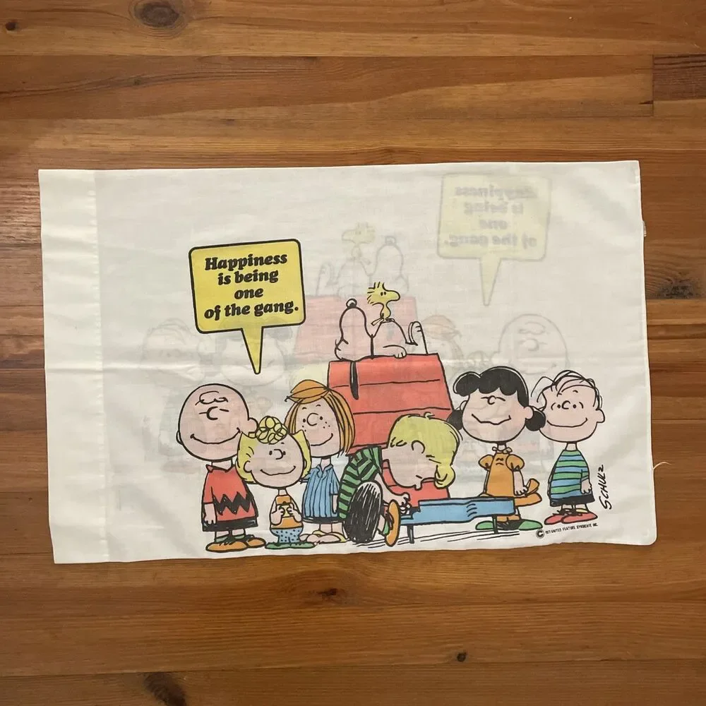 Vintage 1970s Peanuts Snoopy Twin Fitted Sheet Pillowcase Sears Perma Prest